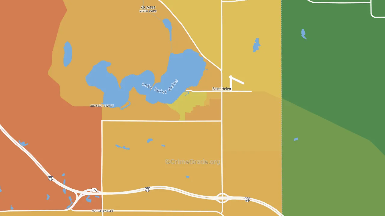 St. Helen, MI Map of Drug-Related Crime Rates
