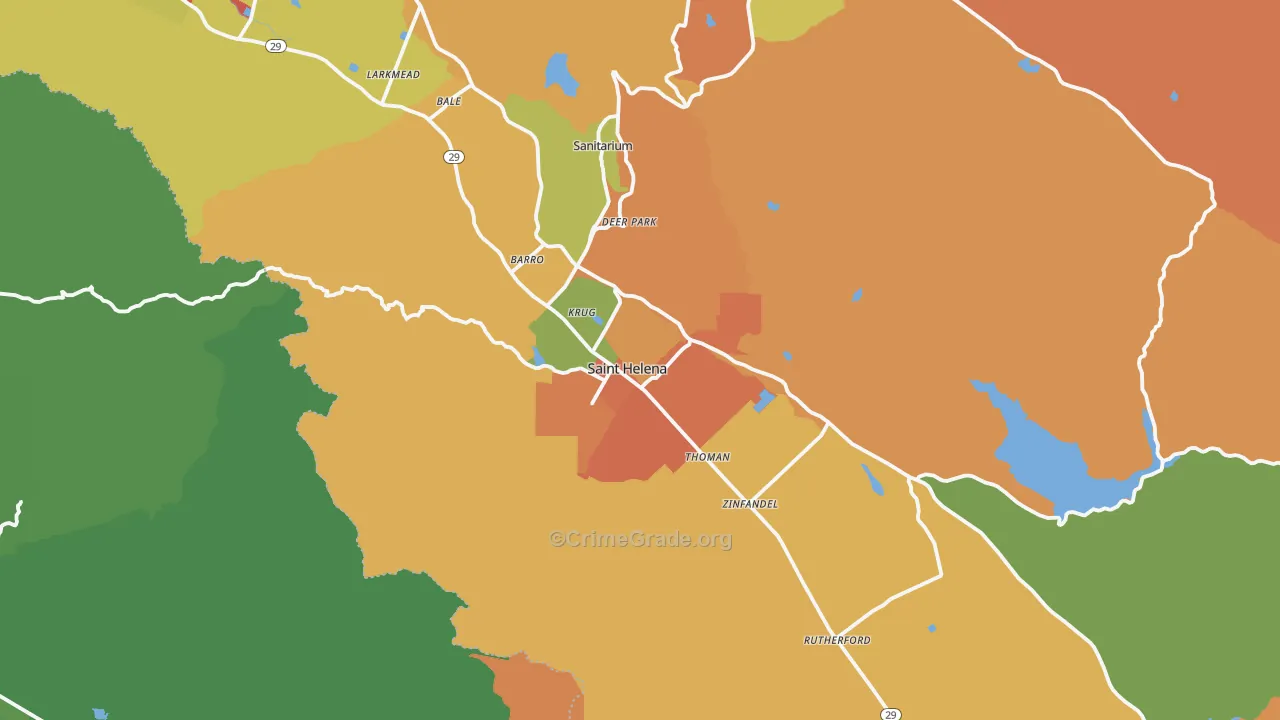 St. Helena, CA Map of Drug-Related Crime Rates