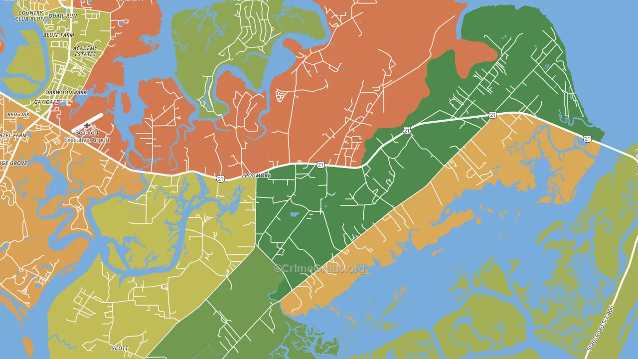 St. Helena Island, SC Map of Drug-Related Crime Rates