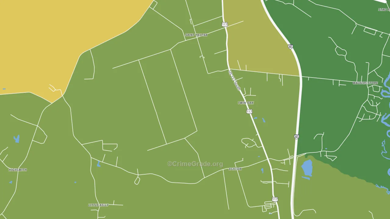 St. Helena, NC Map of Drug-Related Crime Rates