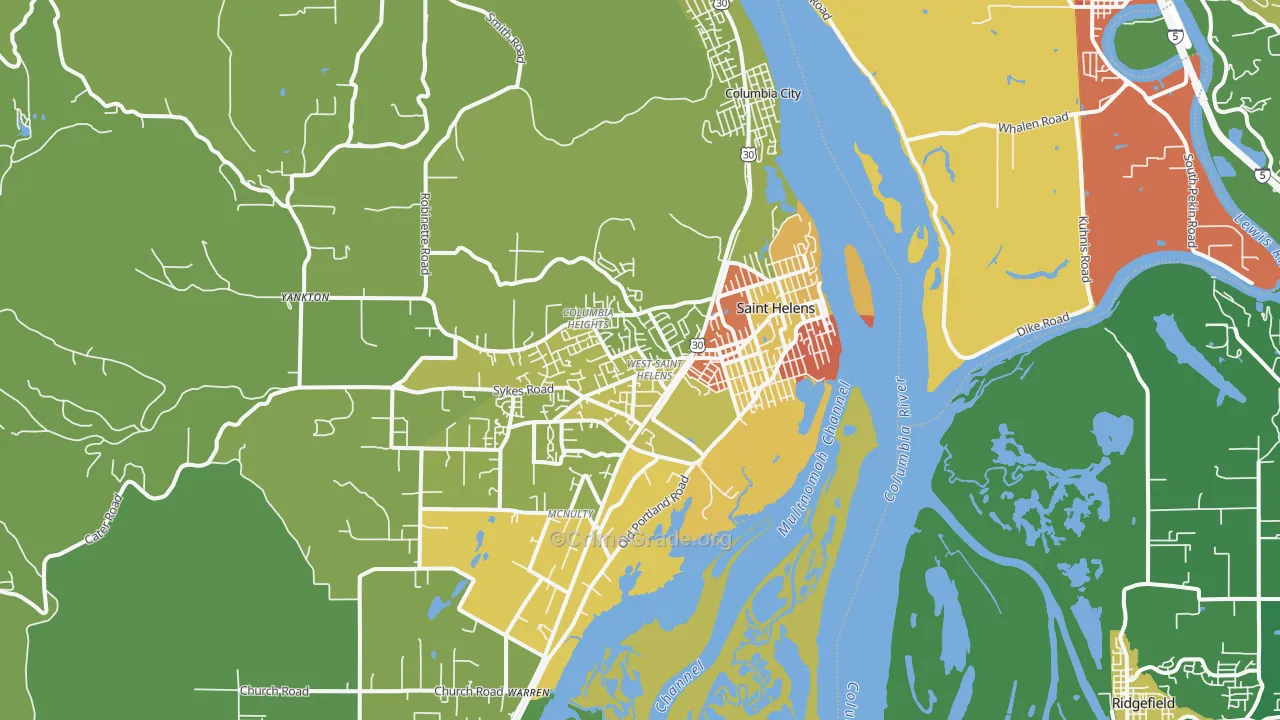 St. Helens, OR Map of Drug-Related Crime Rates