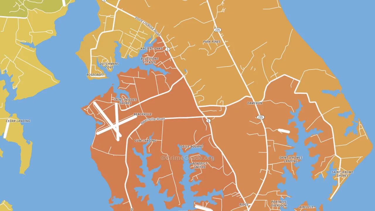 St. Inigoes, MD Map of Drug-Related Crime Rates