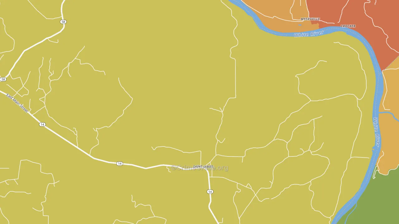 St. James, AR Map of Drug-Related Crime Rates