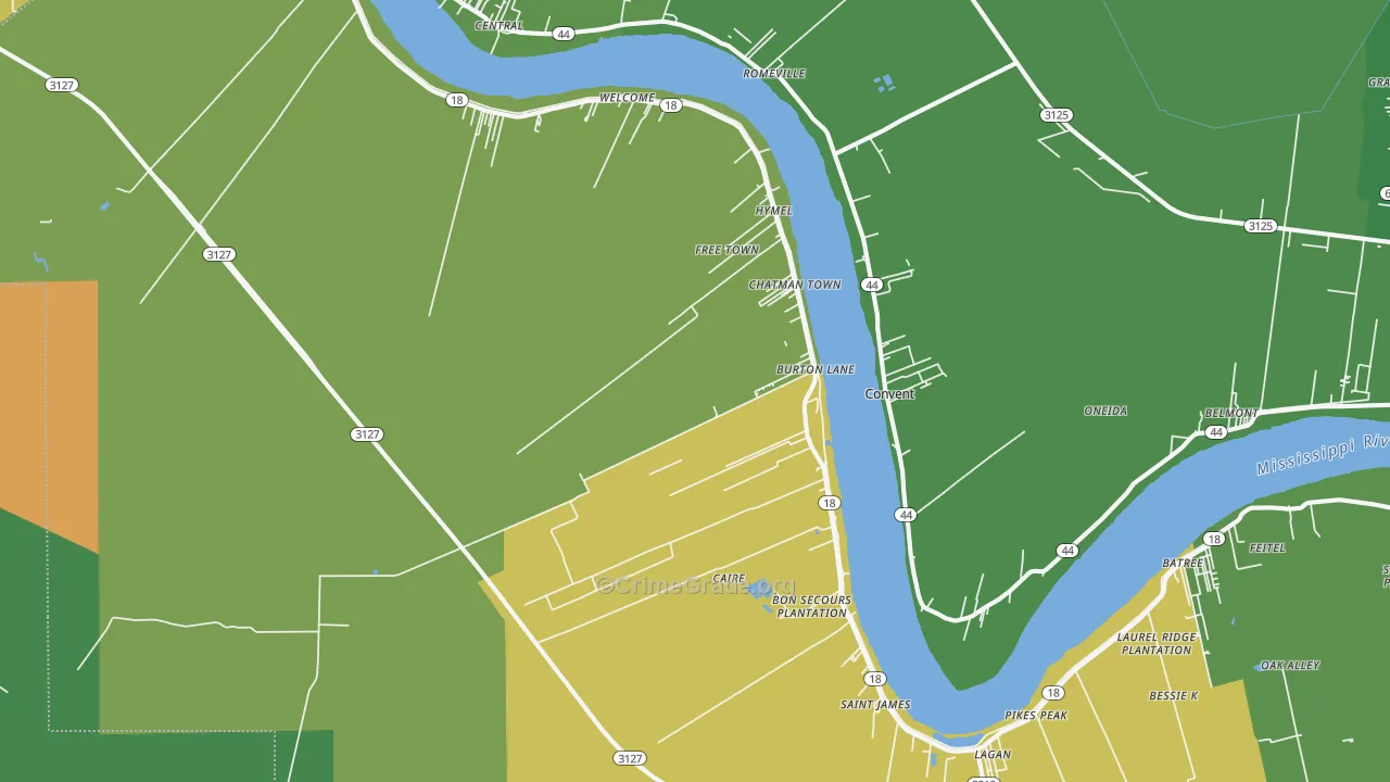 St. James, LA Map of Drug-Related Crime Rates