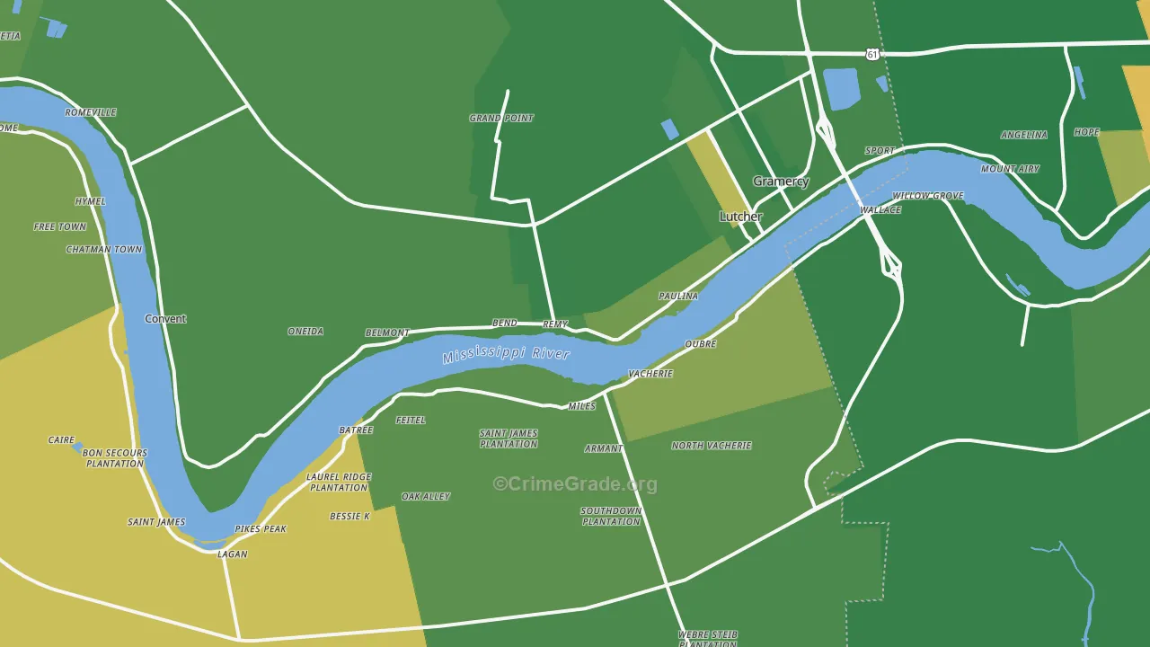 St. James Parish, LA Map of Drug-Related Crime Rates