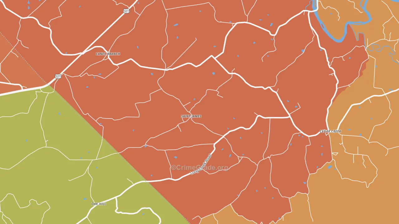 St. James, TN Map of Drug-Related Crime Rates
