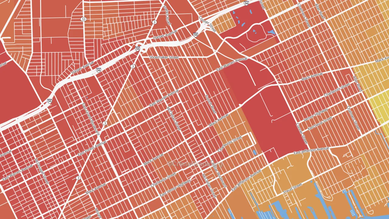 St Jean, Detroit, MI Map of Drug-Related Crime Rates