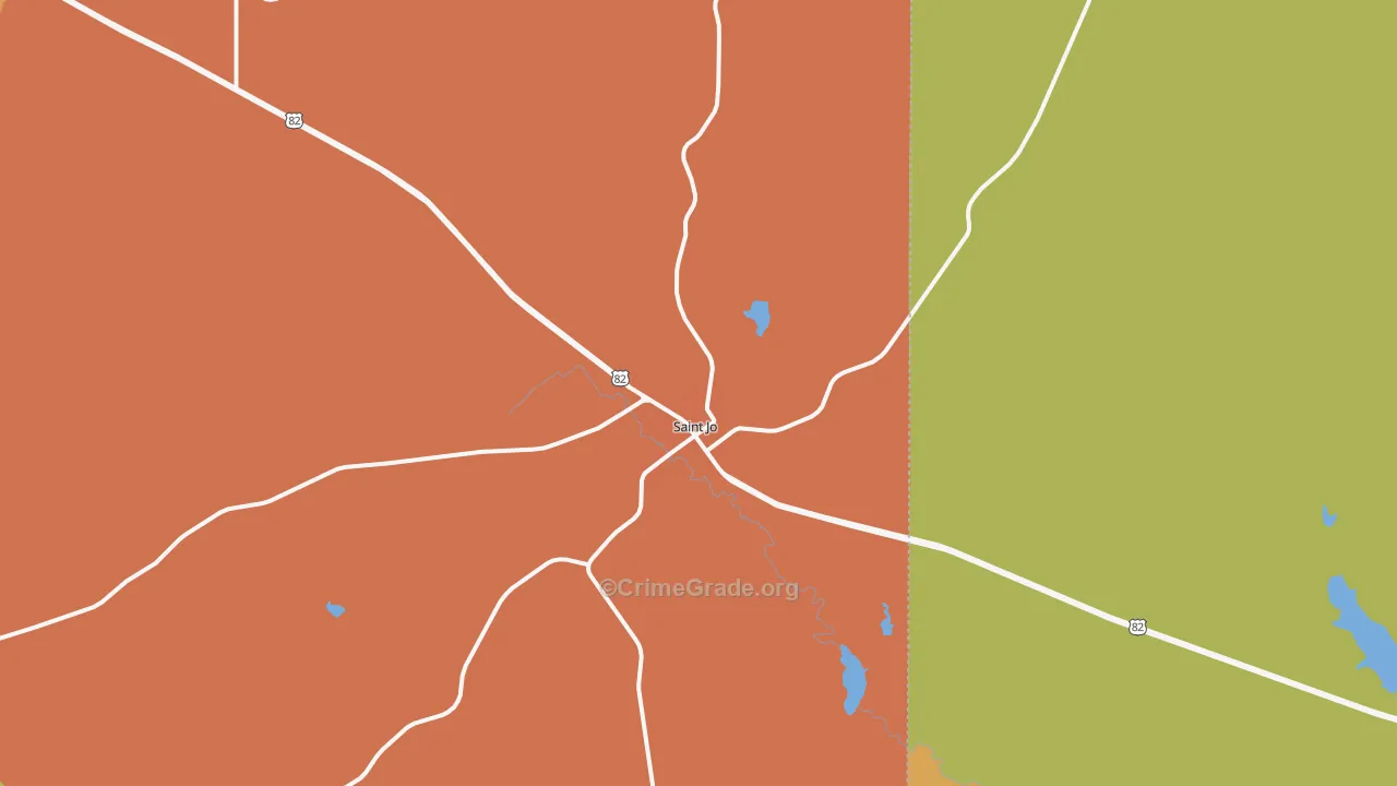 St. Jo, TX Map of Drug-Related Crime Rates