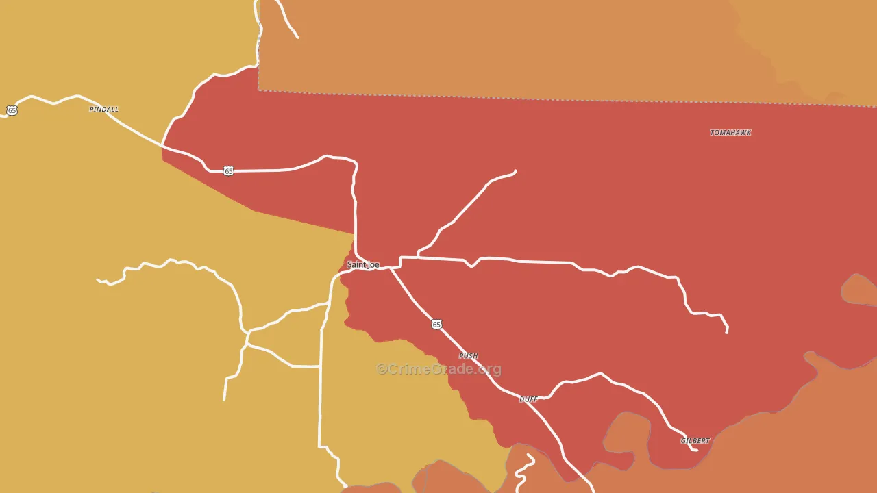 St. Joe, AR Map of Drug-Related Crime Rates
