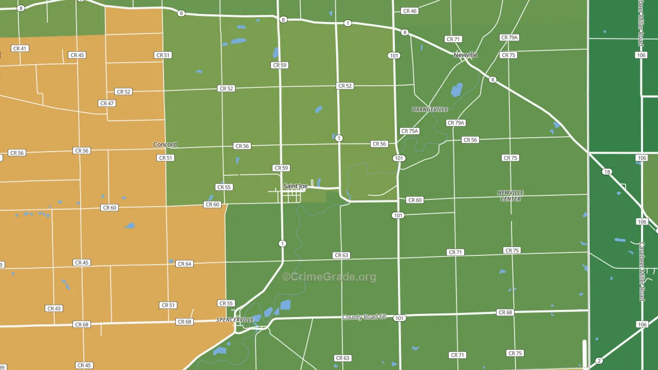 St. Joe, IN Map of Drug-Related Crime Rates