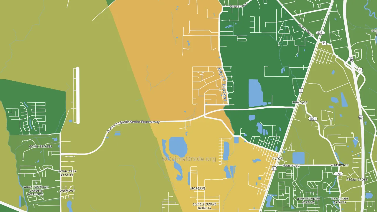St. Joe, LA Map of Drug-Related Crime Rates