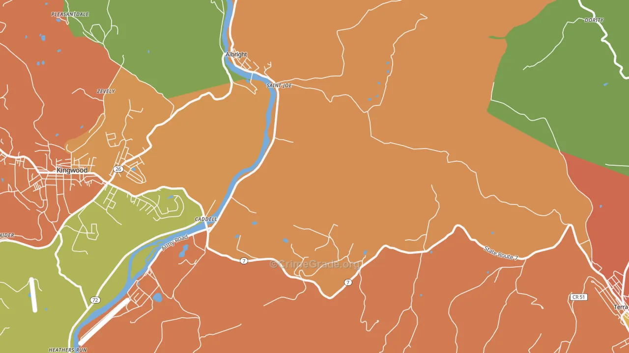 St. Joe, WV Map of Drug-Related Crime Rates