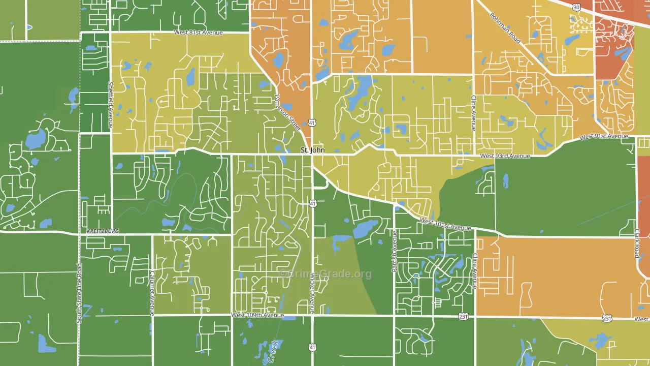 St. John, IN Map of Drug-Related Crime Rates