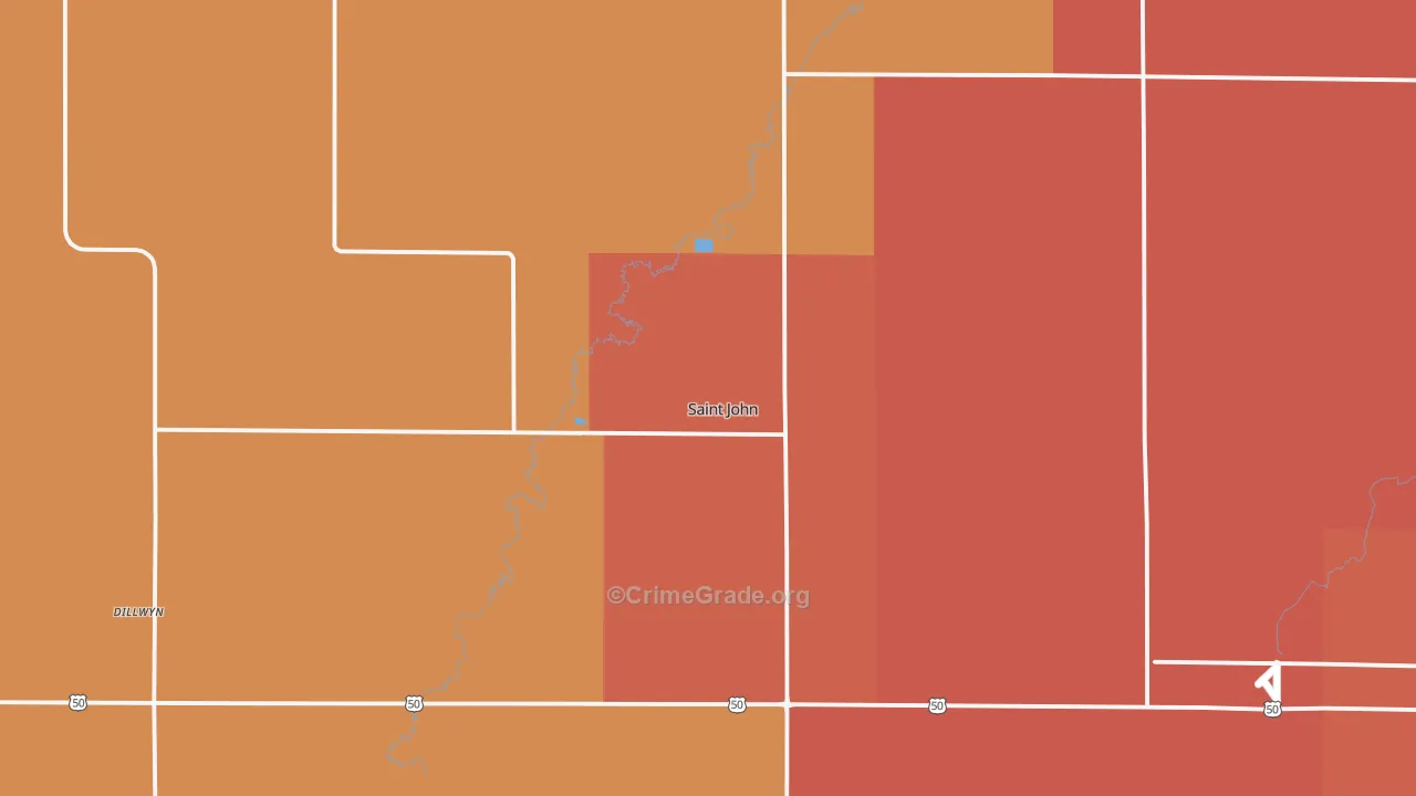 St. John, KS Map of Drug-Related Crime Rates