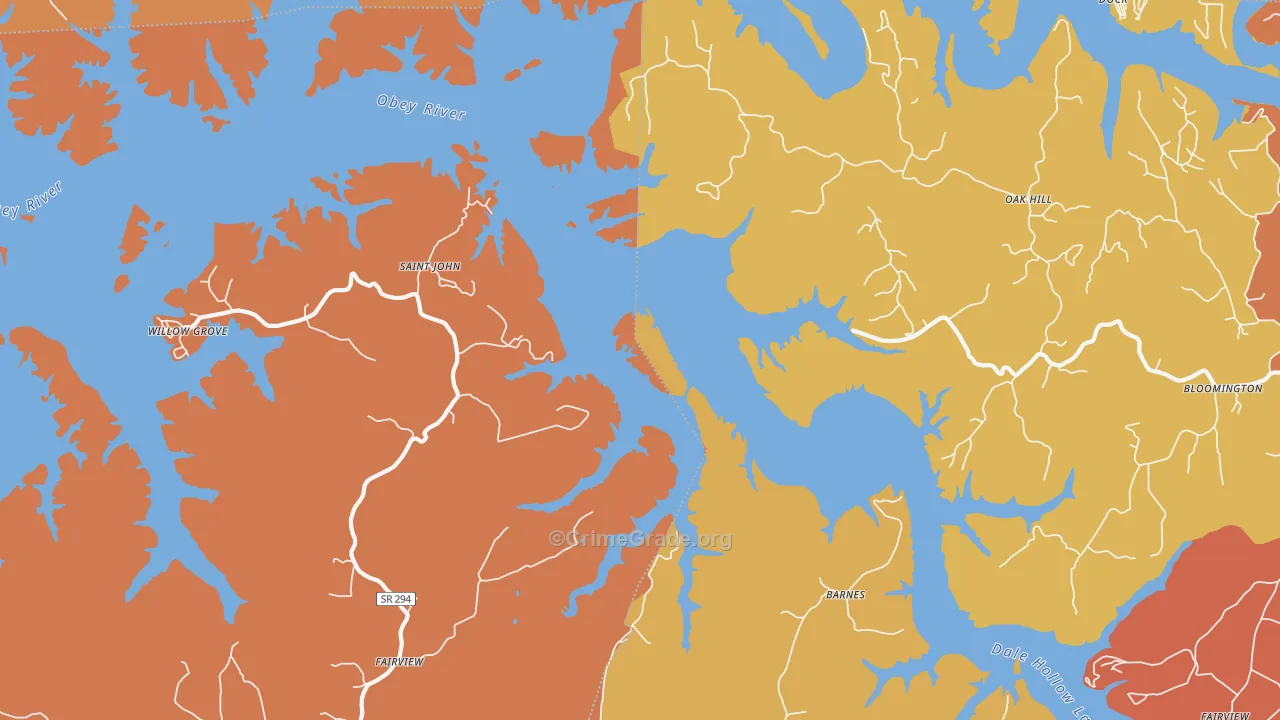 St. John, TN Map of Drug-Related Crime Rates
