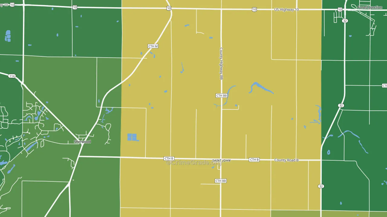 St. John, WI Map of Drug-Related Crime Rates
