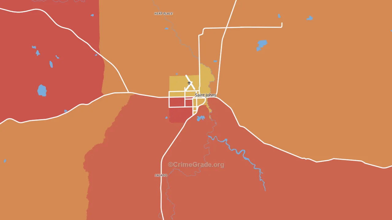 St. Johns, AZ Map of Drug-Related Crime Rates