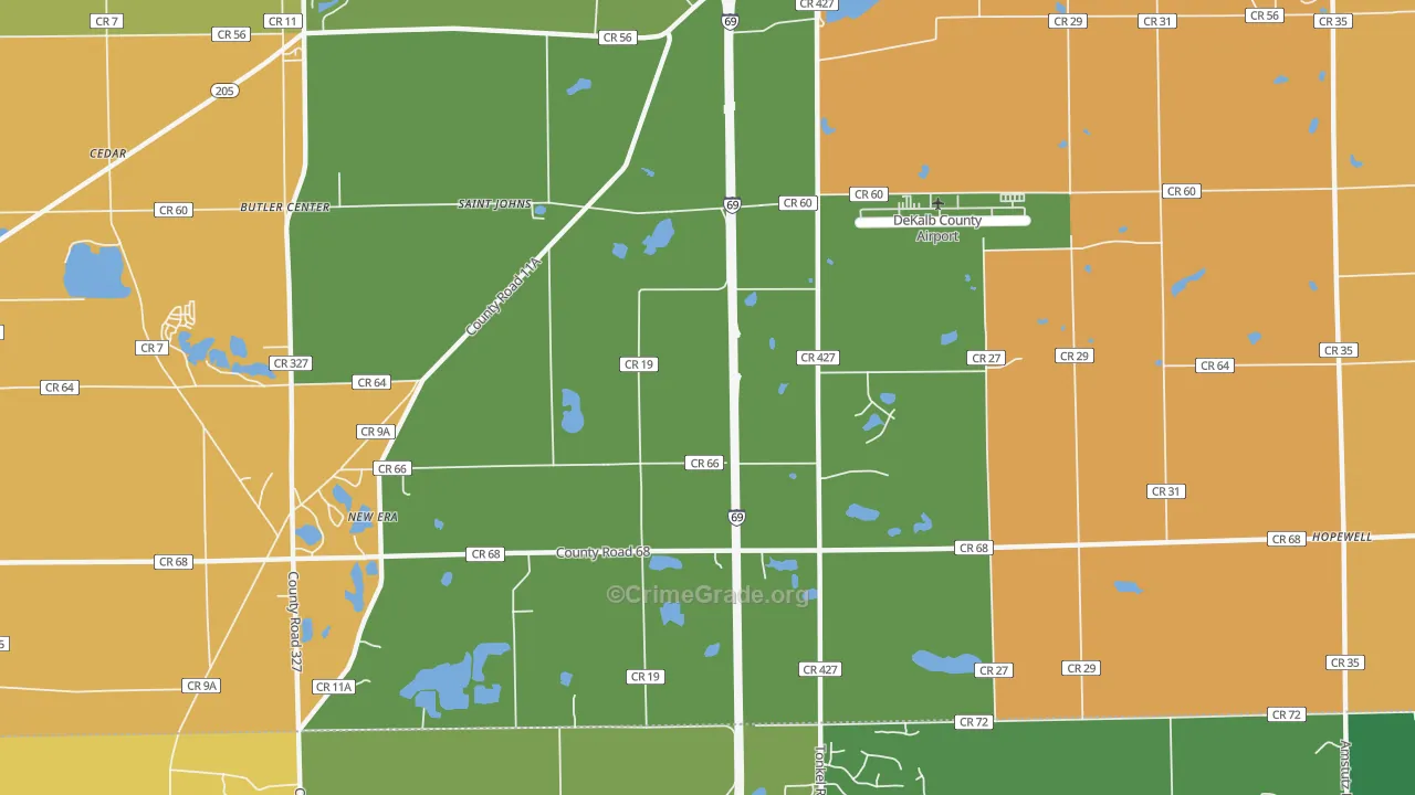 St. Johns, IN Map of Drug-Related Crime Rates