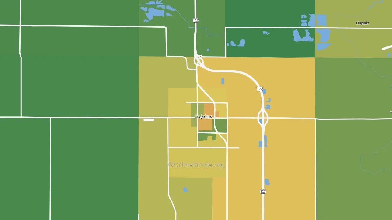 St. Johns, MI Map of Drug-Related Crime Rates