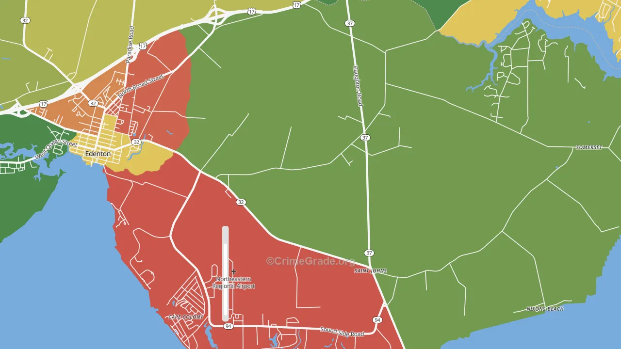 St. Johns, NC Map of Drug-Related Crime Rates