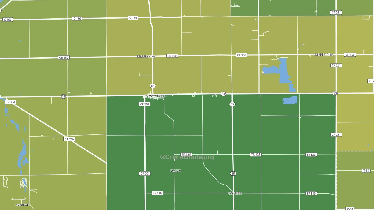 St. Johns, OH Map of Drug-Related Crime Rates
