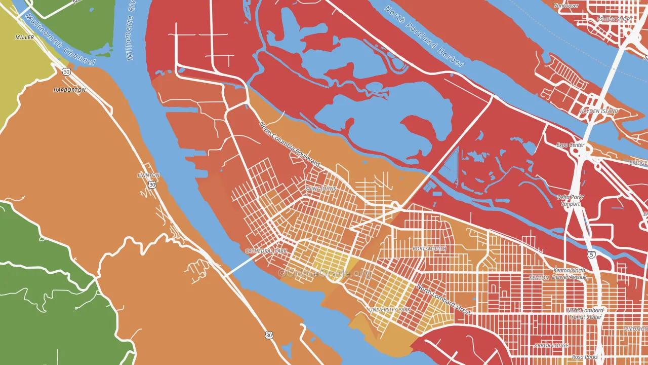 St. Johns, Portland, OR Map of Drug-Related Crime Rates