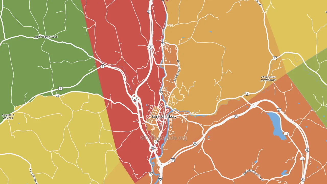 St. Johnsbury, VT Map of Drug-Related Crime Rates