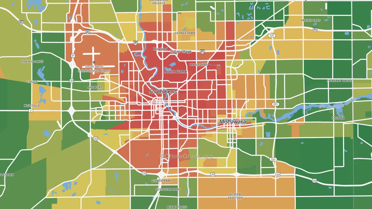 St. Joseph County, IN Map of Drug-Related Crime Rates