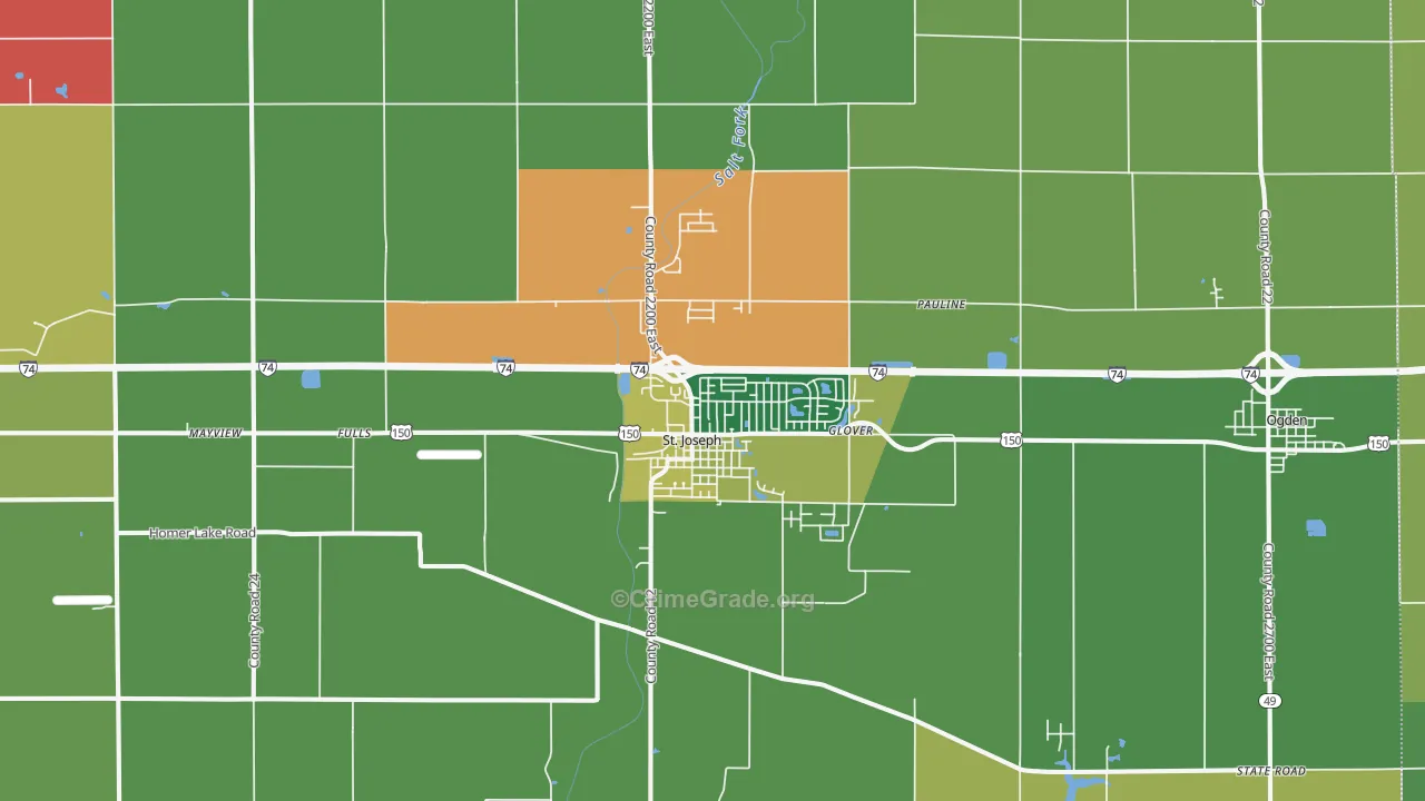 St. Joseph, IL Map of Drug-Related Crime Rates