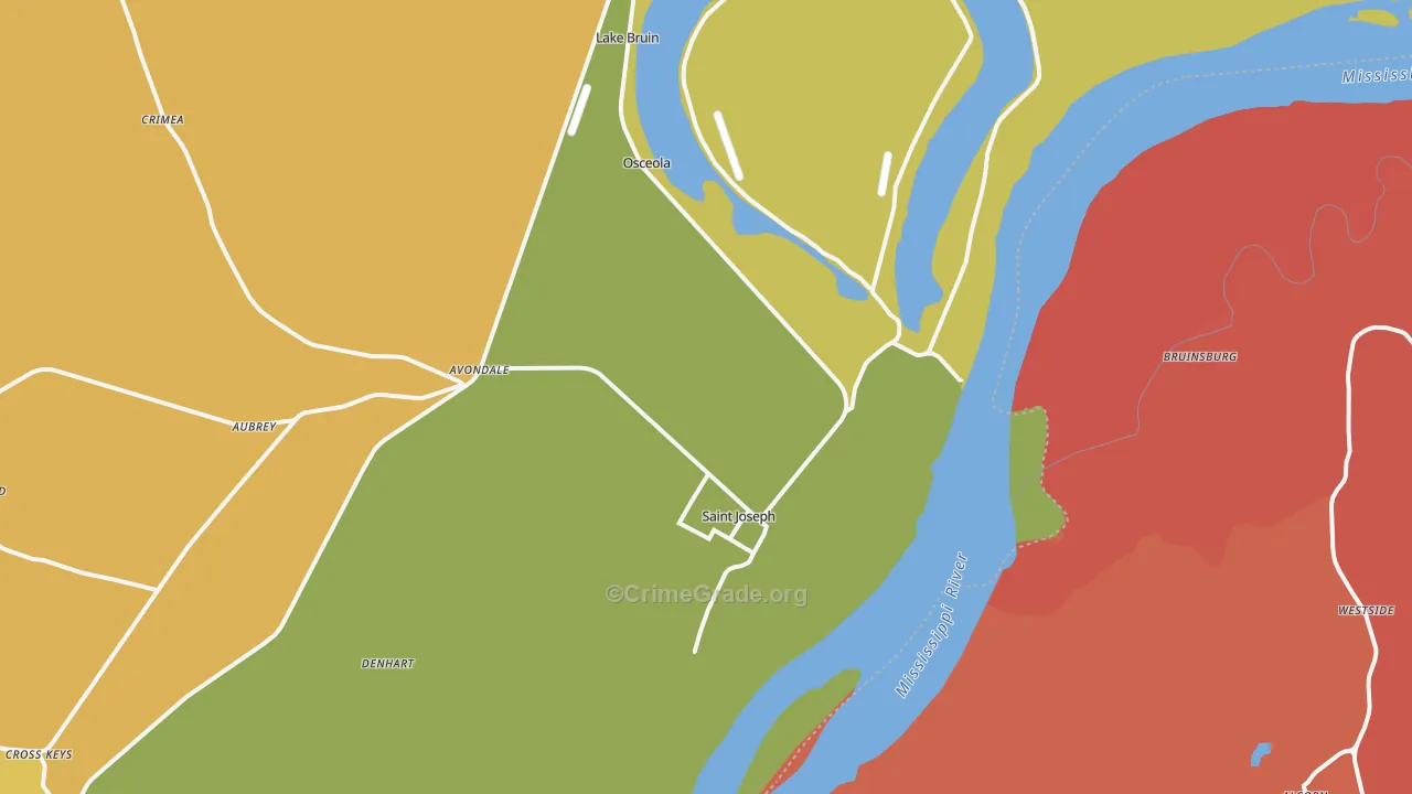 St. Joseph, LA Map of Drug-Related Crime Rates