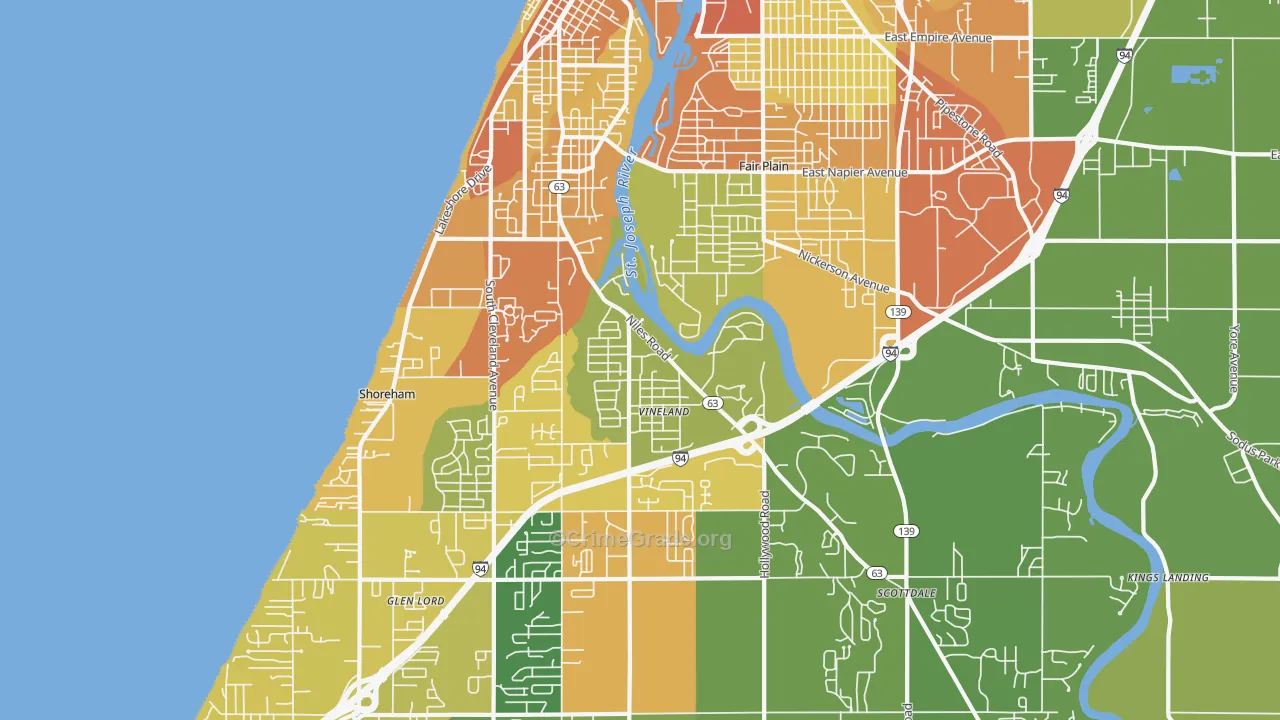 St. Joseph, MI Map of Drug-Related Crime Rates