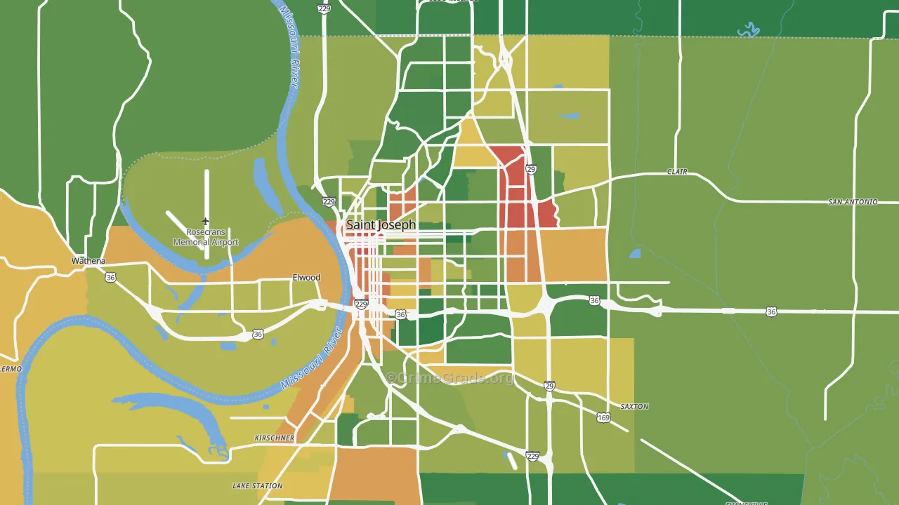 St. Joseph, MO Map of Drug-Related Crime Rates