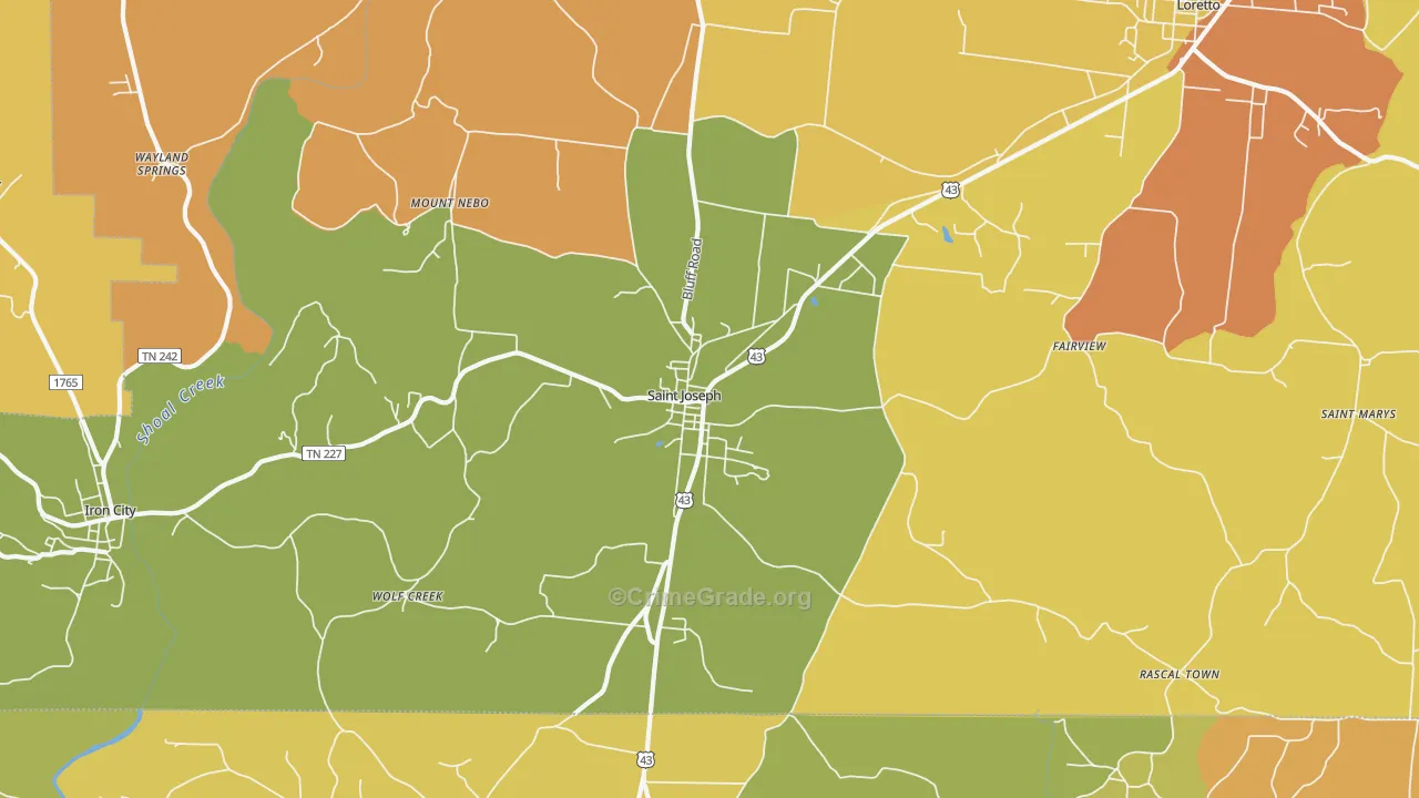 St. Joseph, TN Map of Drug-Related Crime Rates