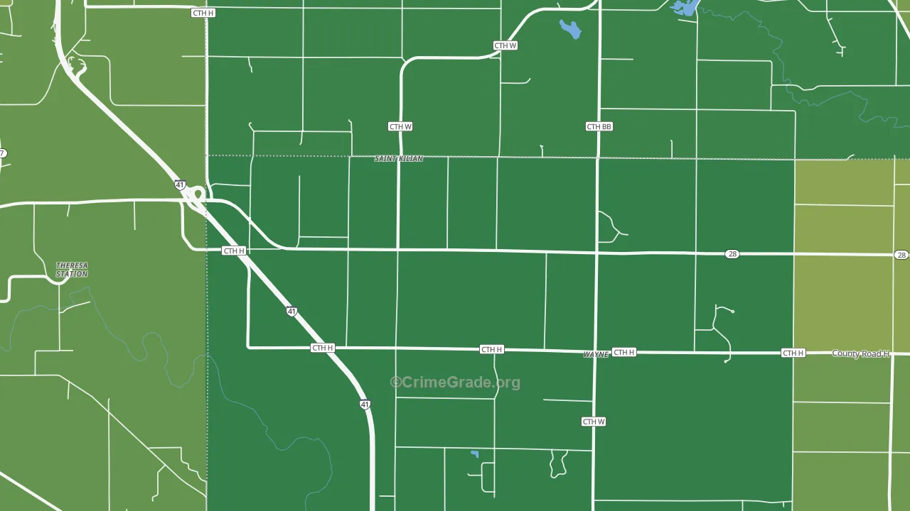 St. Kilian, WI Map of Drug-Related Crime Rates