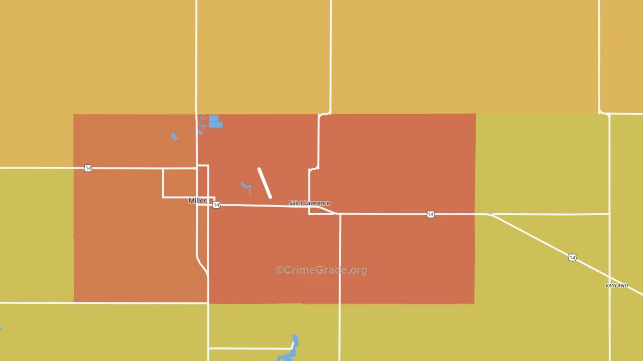 St. Lawrence, SD Map of Drug-Related Crime Rates