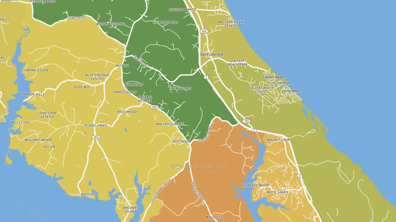 St. Leonard, MD Map of Drug-Related Crime Rates