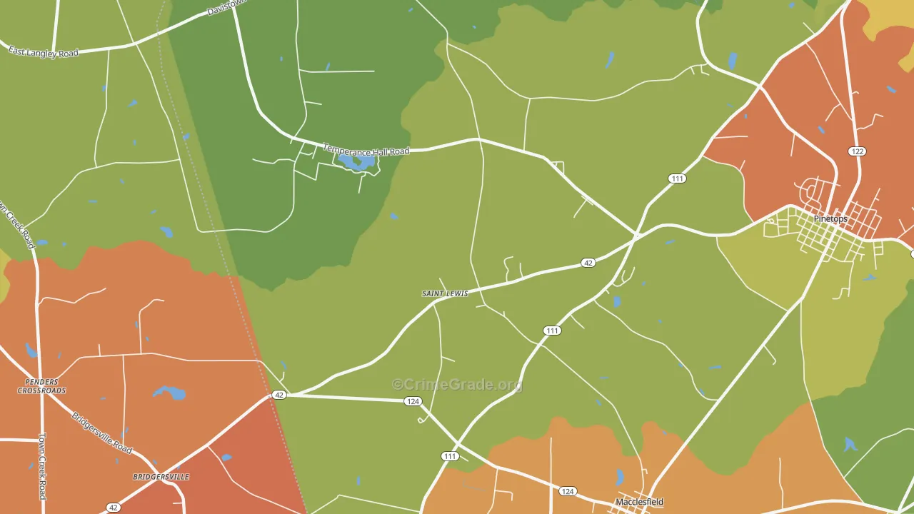 St. Lewis, NC Map of Drug-Related Crime Rates