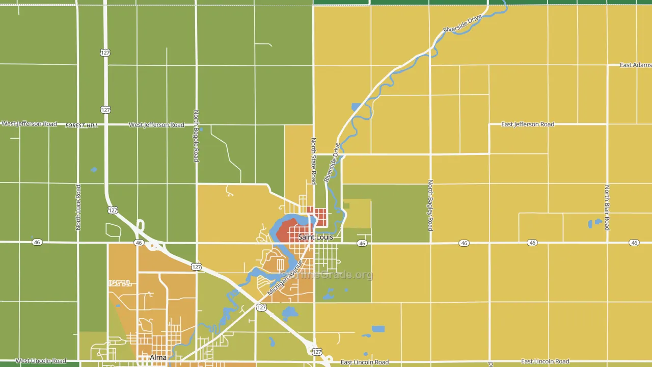St. Louis, MI Map of Drug-Related Crime Rates