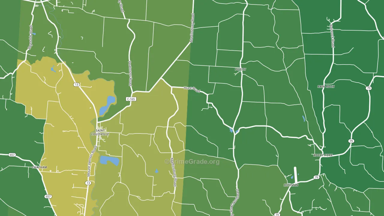 St. Louisville, OH Map of Drug-Related Crime Rates