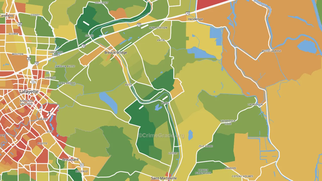 St. Martin Parish, LA Map of Drug-Related Crime Rates