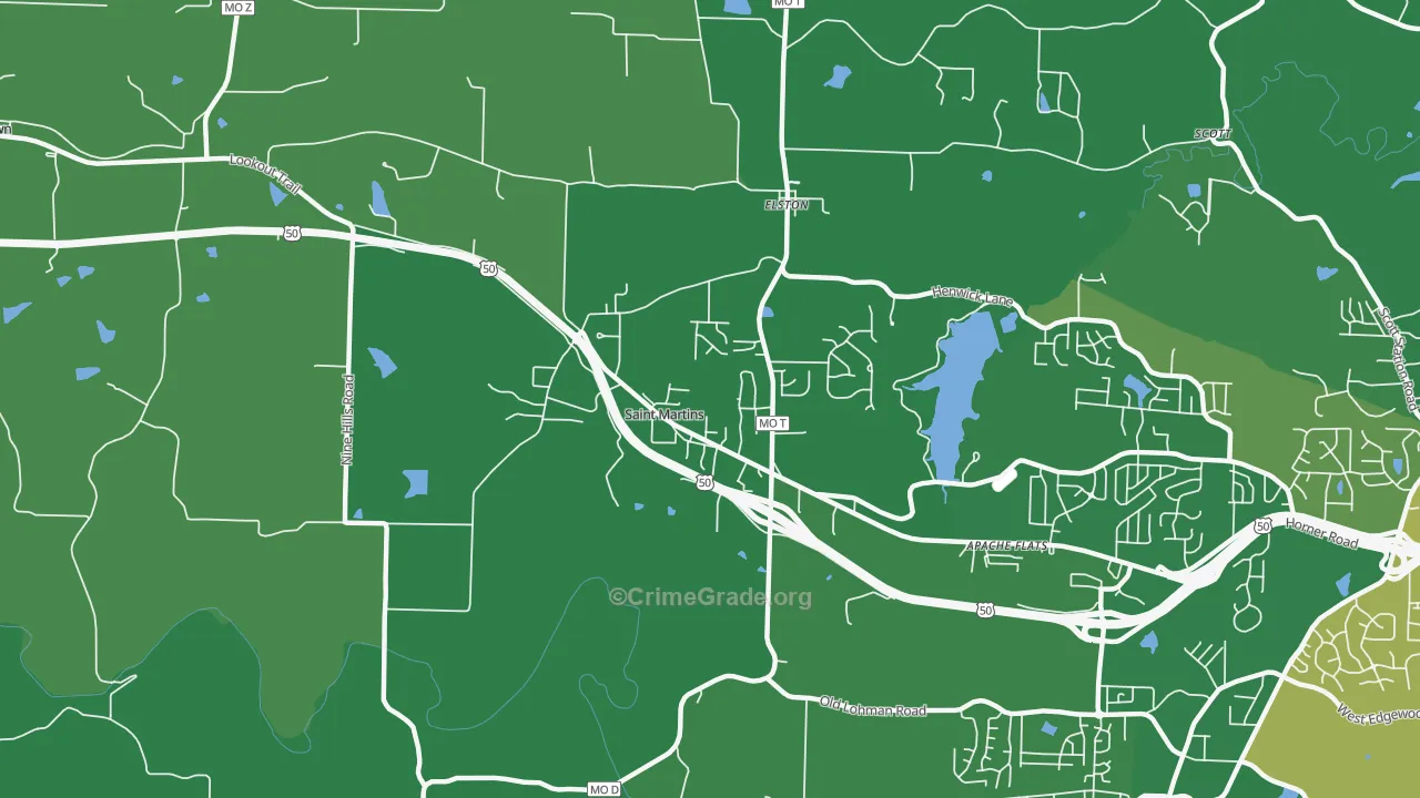 St. Martins, MO Map of Drug-Related Crime Rates