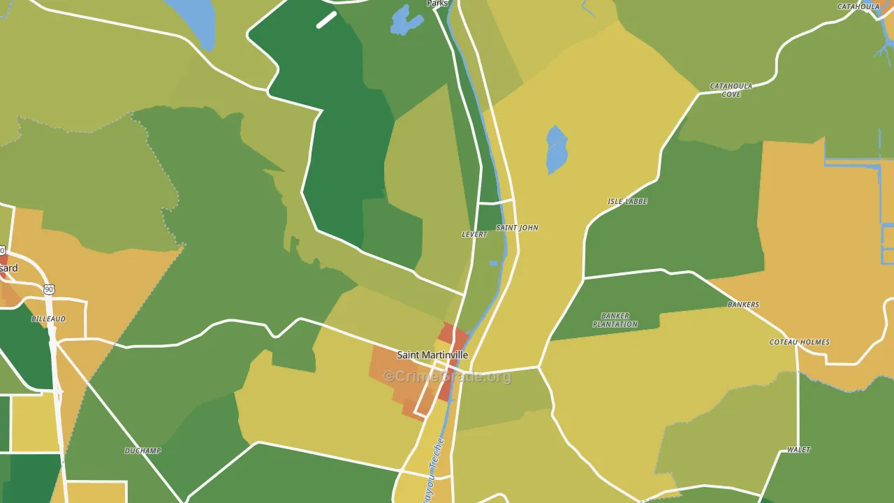St. Martinville, LA Map of Drug-Related Crime Rates