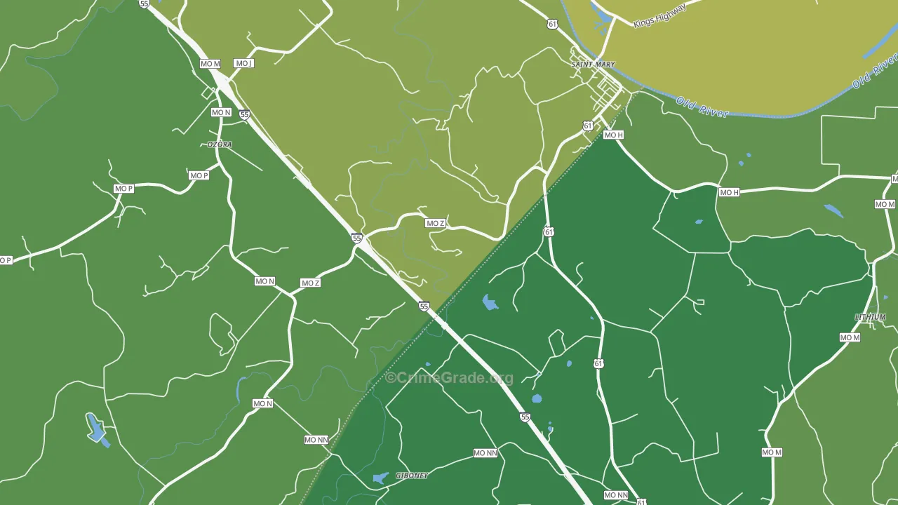 St. Mary, MO Map of Drug-Related Crime Rates