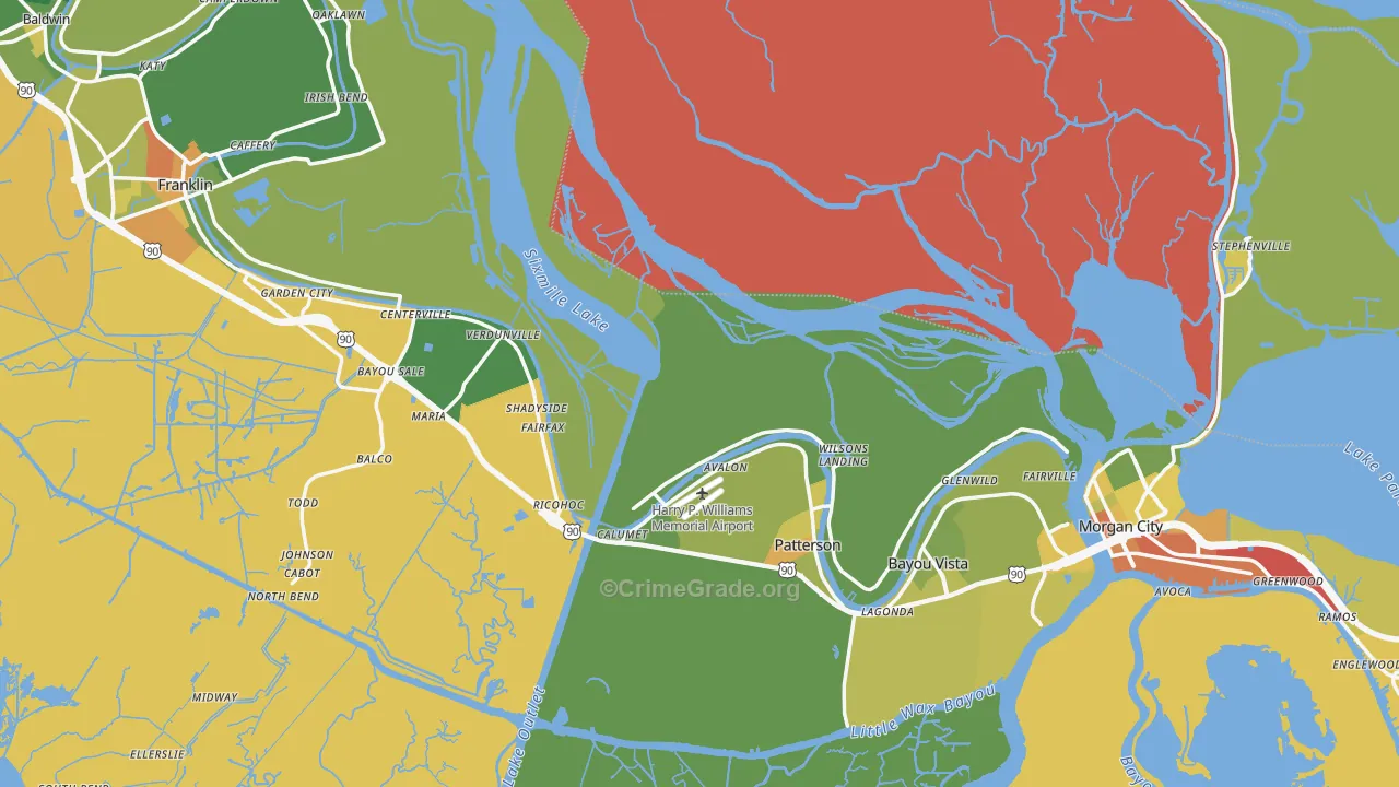St. Mary Parish, LA Map of Drug-Related Crime Rates