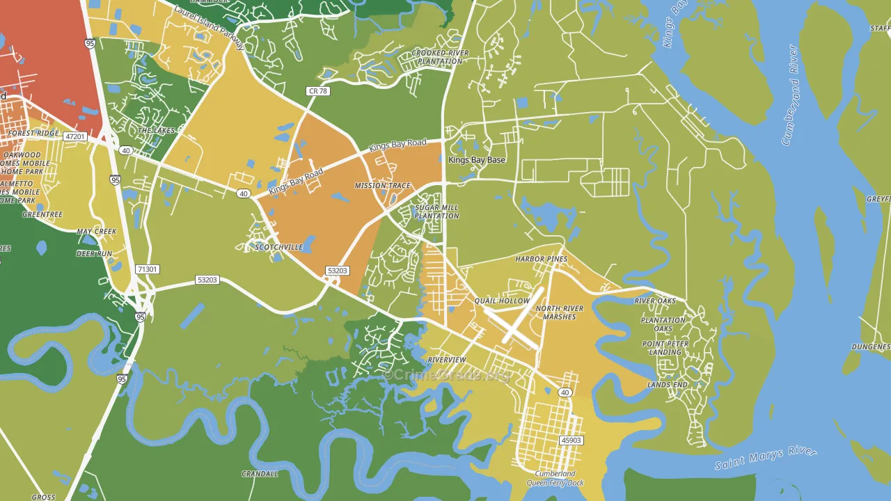 St. Marys, GA Map of Drug-Related Crime Rates