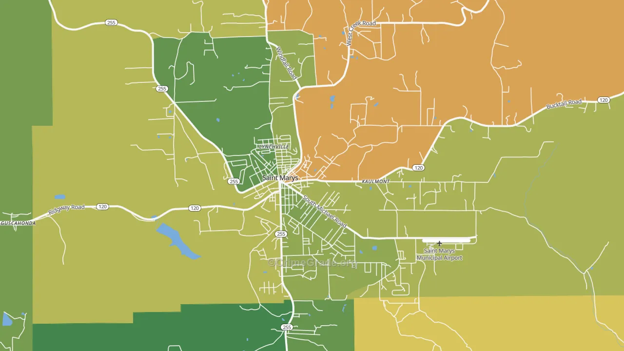 St. Marys, PA Map of Drug-Related Crime Rates