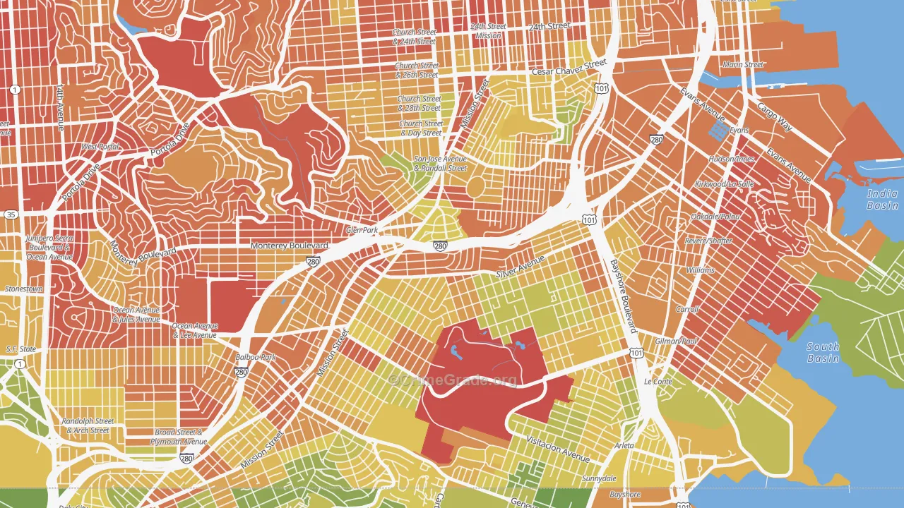 St Marys Park, San Francisco, CA Map of Drug-Related Crime Rates