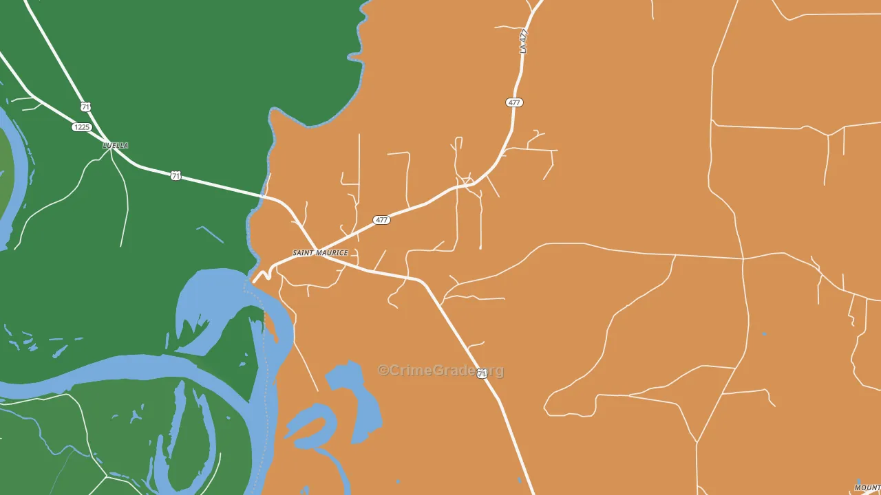 St. Maurice, LA Map of Drug-Related Crime Rates