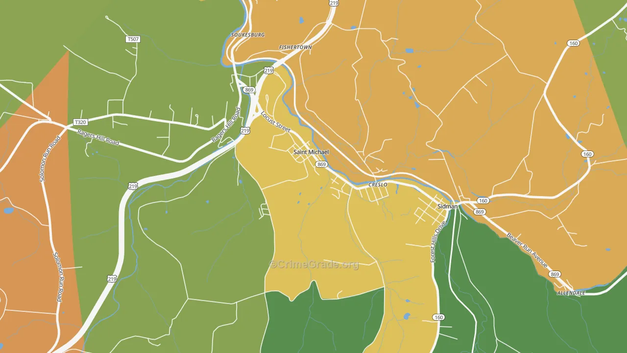 St. Michael, PA Map of Drug-Related Crime Rates