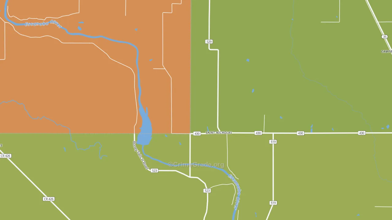 St. Nicholas, MI Map of Drug-Related Crime Rates